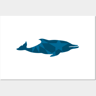 Dolphin Silhouette with Pattern Posters and Art